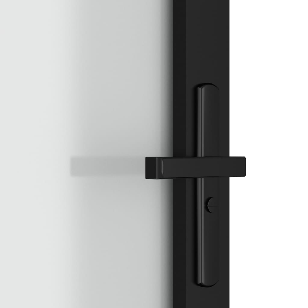 Porta Interna 76x201,5 cm Nero Opaco Vetro e Alluminio 350552