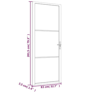 Porta Interna 83x201,5 cm Nero Opaco Vetro e Alluminio 350553