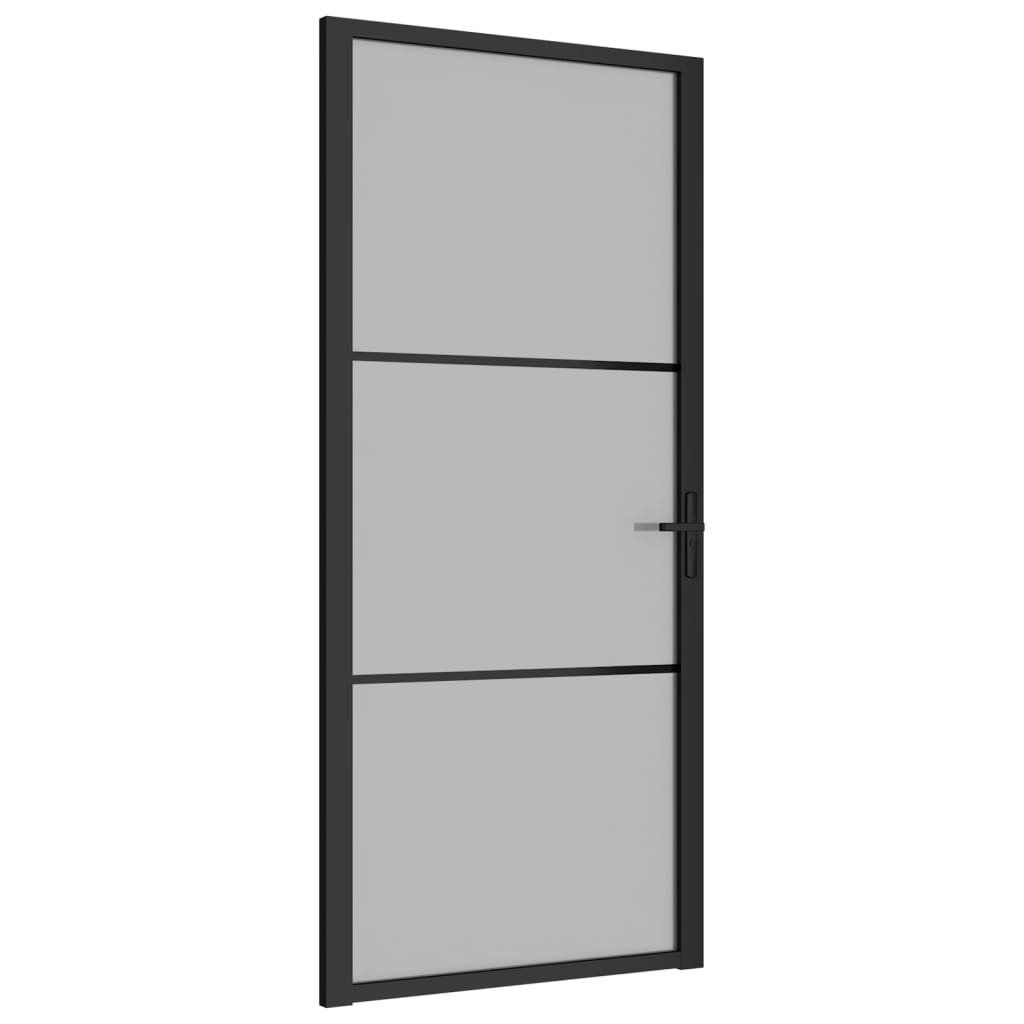 Porta Interna 93x201,5 cm Nero Opaco Vetro e Alluminio cod mxl 71259