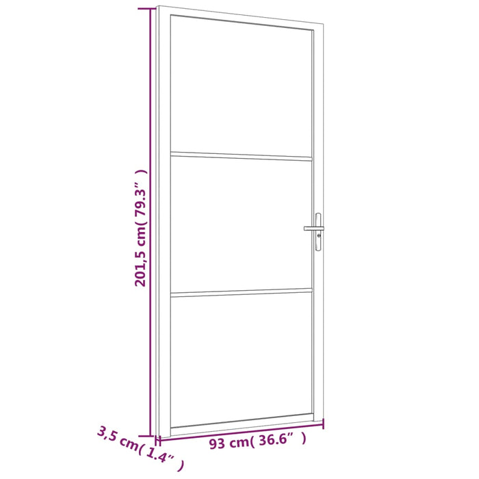 Porta Interna 93x201,5 cm Nero Opaco Vetro e Alluminio cod mxl 71259