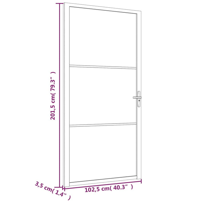 Porta Interna 102,5x201,5 cm Nero Opaco in Vetro e Alluminio 350555