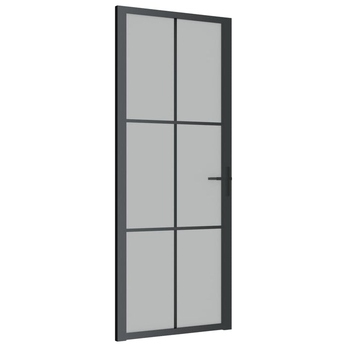 Porta Interna 83x201,5 cm Nero Opaco Vetro e Alluminio 350557