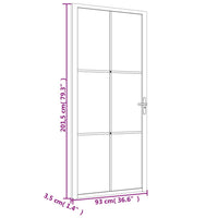 Porta Interna 93x201,5 cm Nero Opaco Vetro e Alluminio 350558