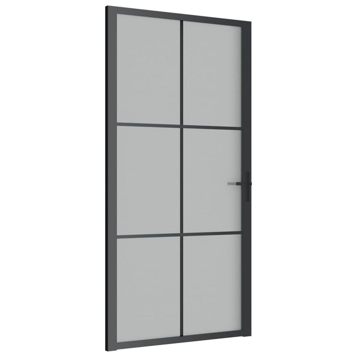 Porta Interna 102,5x201,5 cm Nero Opaco in Vetro e Alluminio cod mxl 62639