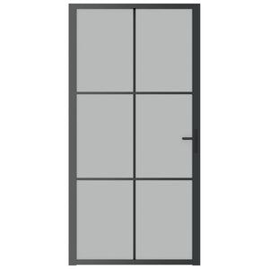 Porta Interna 102,5x201,5 cm Nero Opaco in Vetro e Alluminio cod mxl 62639