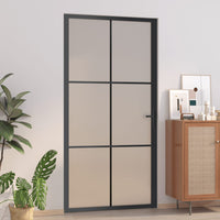 Porta Interna 102,5x201,5 cm Nero Opaco in Vetro e Alluminio cod mxl 62639