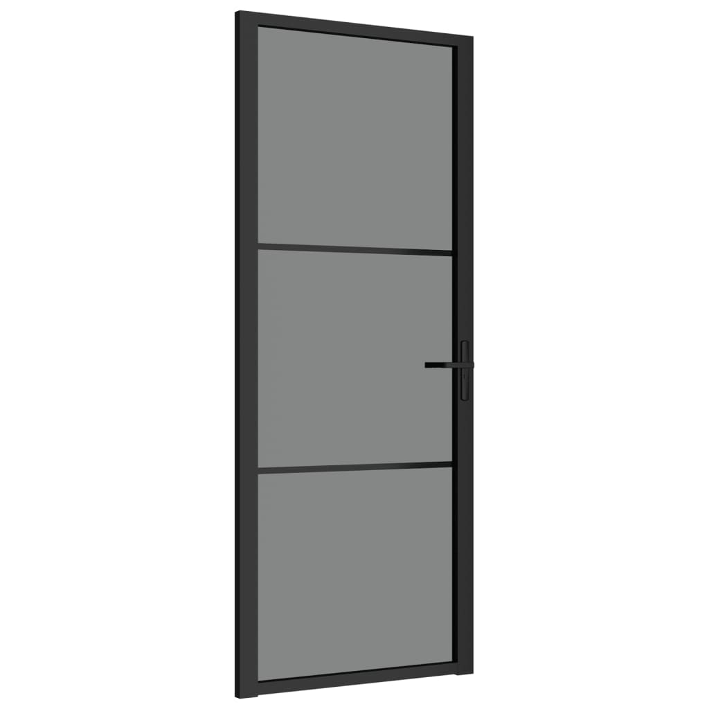 Porta Interna 83x201,5 cm Nero Opaco Vetro ESG e Alluminio cod mxl 67036