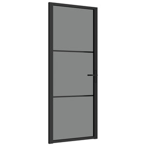 Porta Interna 83x201,5 cm Nero Opaco Vetro ESG e Alluminio cod mxl 67036