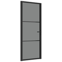 Porta Interna 83x201,5 cm Nero Opaco Vetro ESG e Alluminio 350561