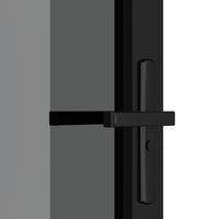 Porta Interna 83x201,5 cm Nero Opaco Vetro ESG e Alluminio 350561