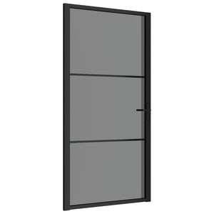 Porta Interna 102,5x201,5 cm Nera in Vetro ESG e Alluminio cod mxl 69003