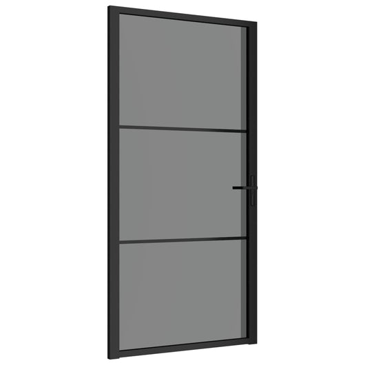 Porta Interna 102,5x201,5 cm Nera in Vetro ESG e Alluminio cod mxl 69003