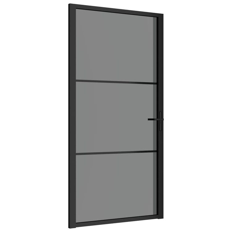 Porta Interna 102,5x201,5 cm Nera in Vetro ESG e Alluminio cod mxl 69003