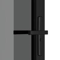 Porta Interna 102,5x201,5 cm Nera in Vetro ESG e Alluminio 350563