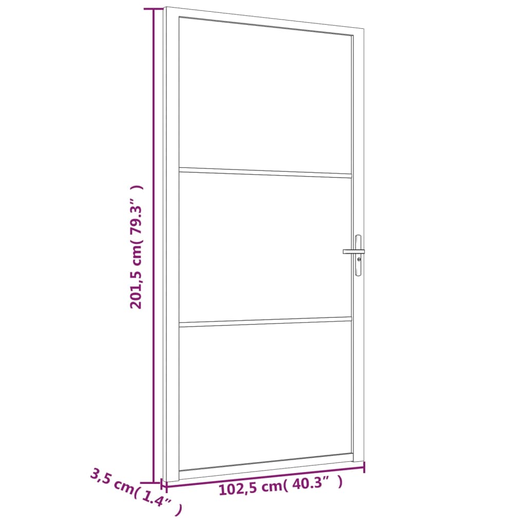 Porta Interna 102,5x201,5 cm Nera in Vetro ESG e Alluminio cod mxl 69003