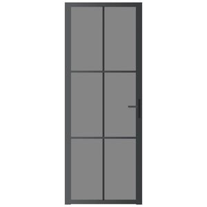 Porta Interna 76x201,5 cm Nera in Vetro ESG e Alluminio 350564