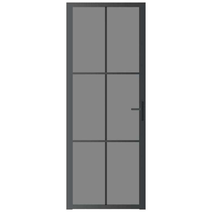 Porta Interna 76x201,5 cm Nera in Vetro ESG e Alluminio 350564