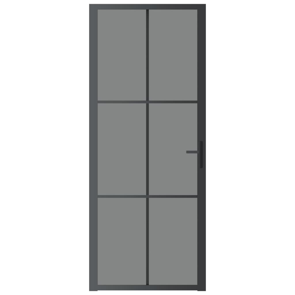 Porta Interna 83x201,5 cm Nera in Vetro ESG e Alluminio 350565