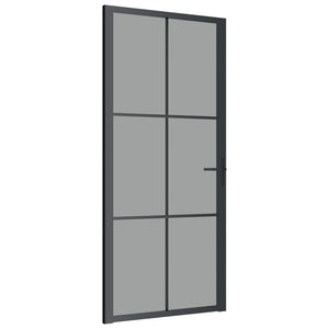 Porta Interna 93x201,5 cm Nera in Vetro ESG e Alluminio cod mxl 77579