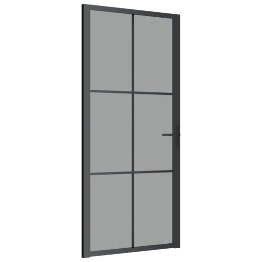 Porta Interna 93x201,5 cm Nera in Vetro ESG e Alluminio cod mxl 77579