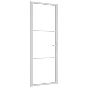 Porta Interna 76x201,5 cm Bianca in Vetro ESG e Alluminio cod mxl 67197