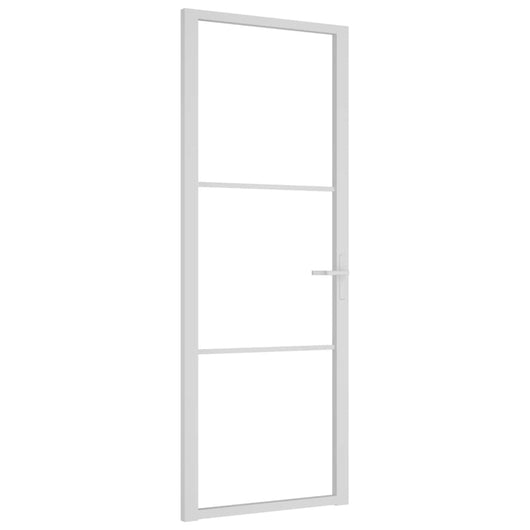 Porta Interna 76x201,5 cm Bianca in Vetro ESG e Alluminio cod mxl 67197