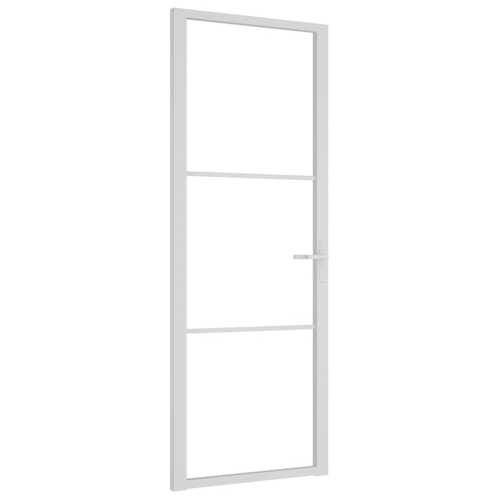 Porta Interna 76x201,5 cm Bianca in Vetro ESG e Alluminio cod mxl 67197