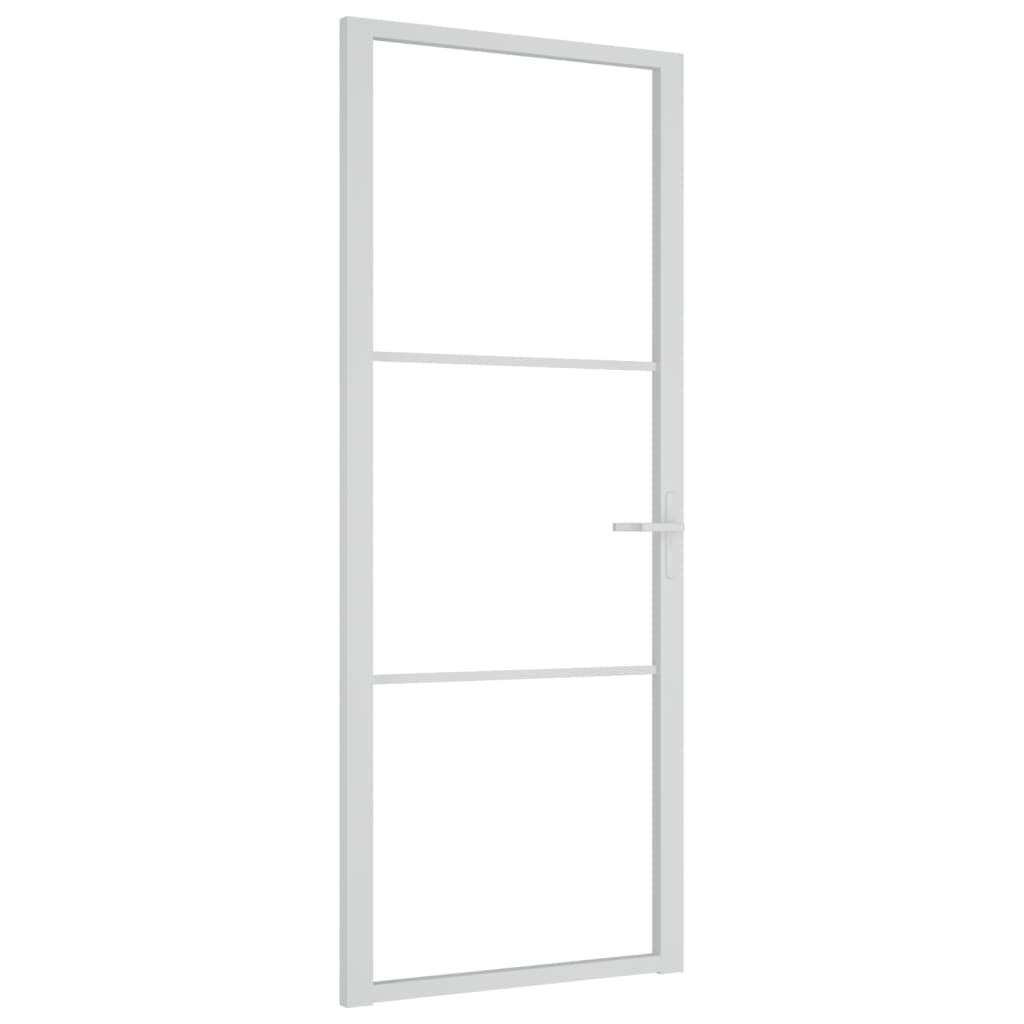 Porta Interna 83x201,5 cm Bianca in Vetro ESG e Alluminio 350569