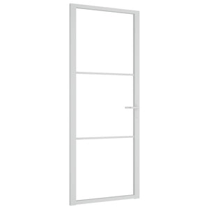 Porta Interna 83x201,5 cm Bianca in Vetro ESG e Alluminio 350569