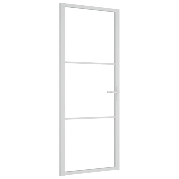 Porta Interna 83x201,5 cm Bianca in Vetro ESG e Alluminio 350569