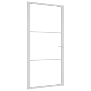 Porta Interna 102,5x201,5 cm Bianca in Vetro ESG e Alluminio 350571