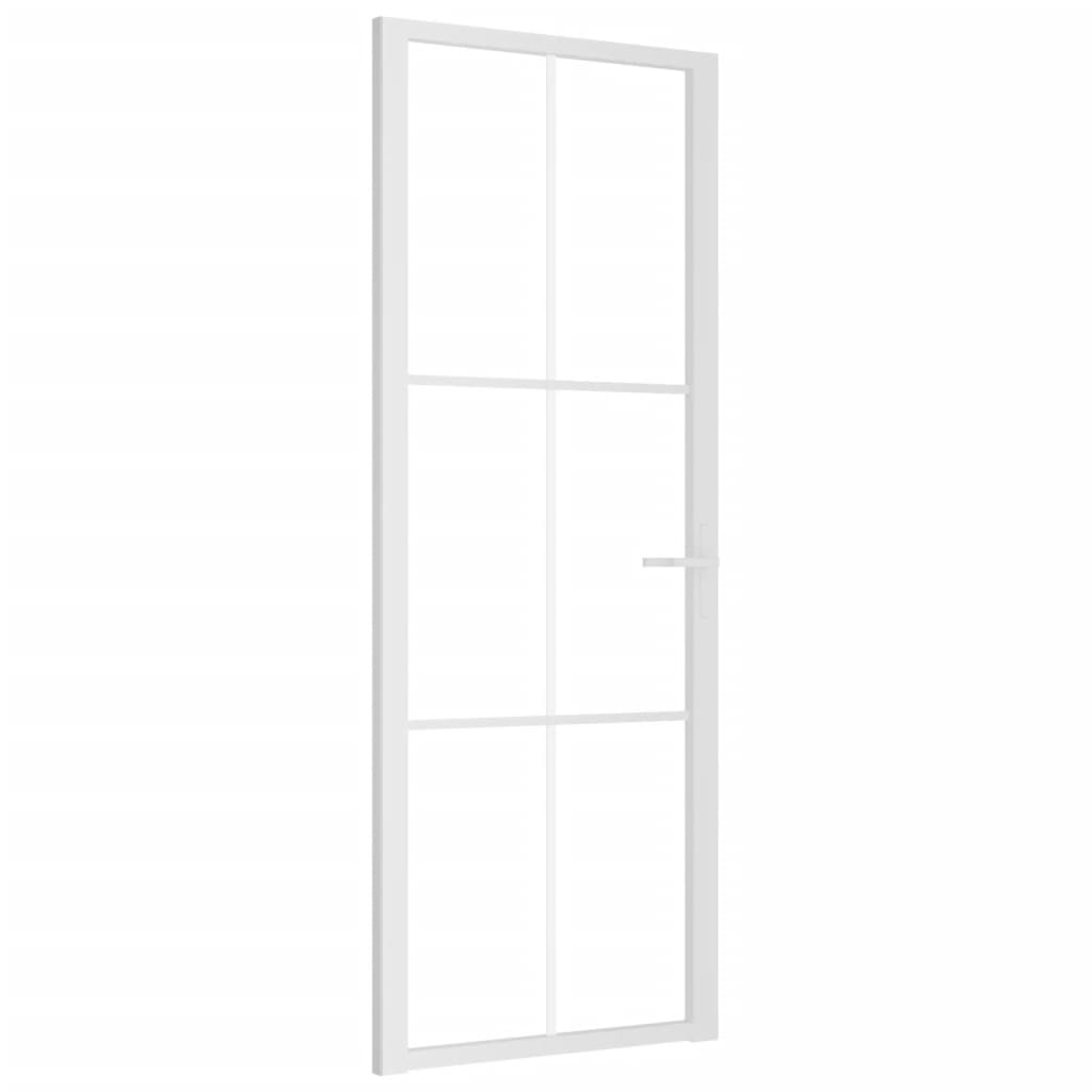 Porta Interna 76x201,5 cm Bianca in Vetro ESG e Alluminio cod mxl 71803