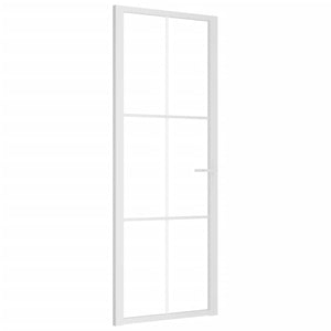 Porta Interna 76x201,5 cm Bianca in Vetro ESG e Alluminio cod mxl 71803