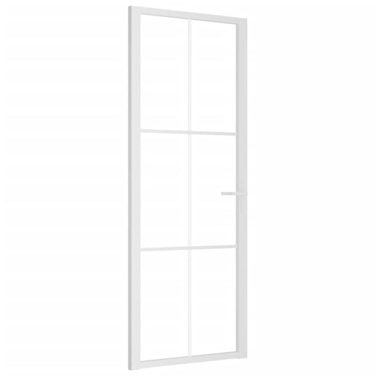 Porta Interna 76x201,5 cm Bianca in Vetro ESG e Alluminio cod mxl 71803