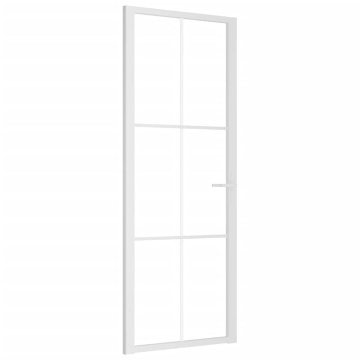 Porta Interna 76x201,5 cm Bianca in Vetro ESG e Alluminio cod mxl 71803