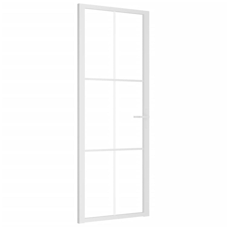 Porta Interna 76x201,5 cm Bianca in Vetro ESG e Alluminio cod mxl 71803