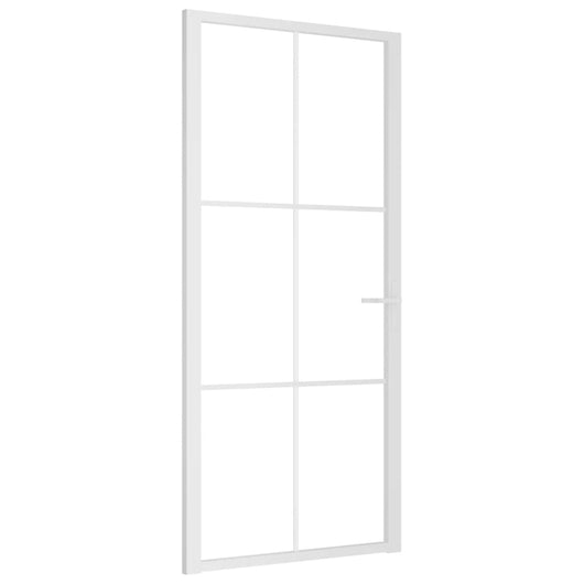 Porta Interna 93x201,5 cm Bianca in Vetro ESG e Alluminio cod mxl 77577