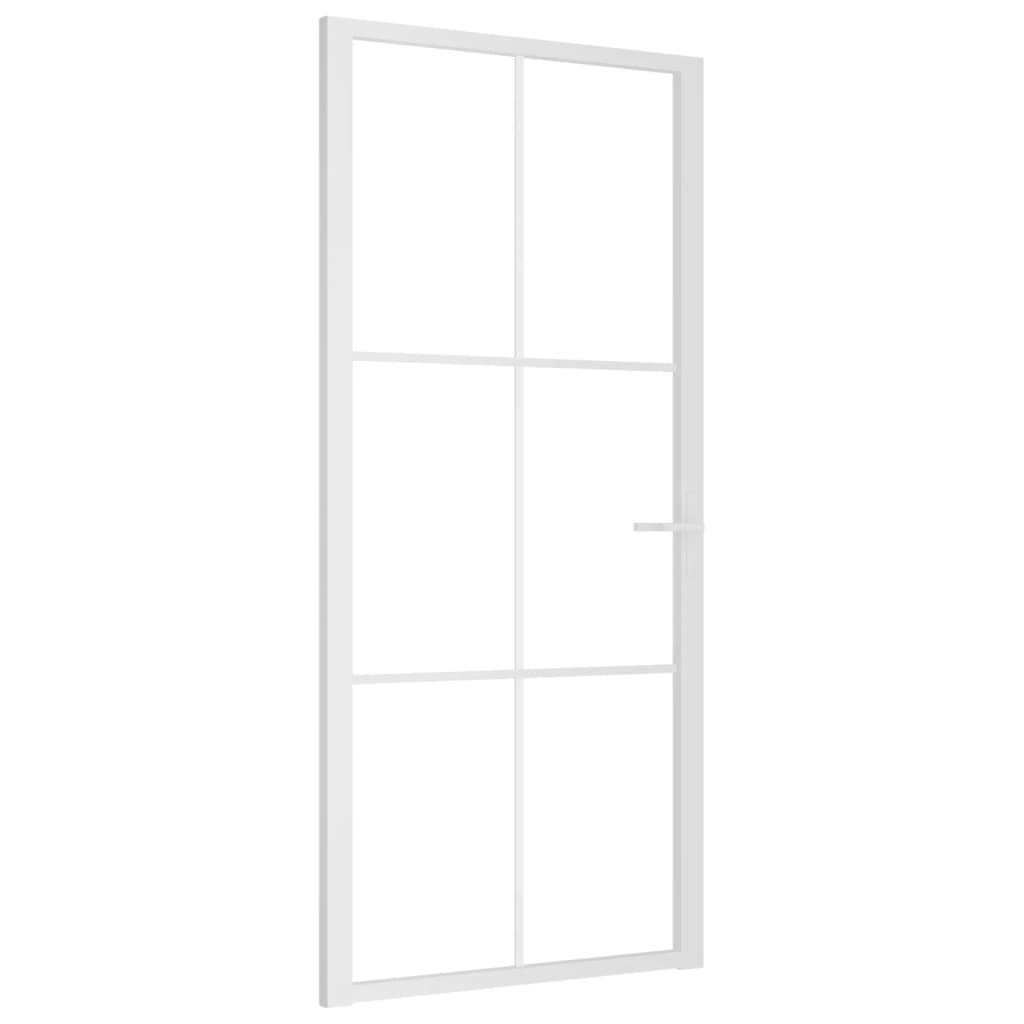 Porta Interna 93x201,5 cm Bianca in Vetro ESG e Alluminio 350574