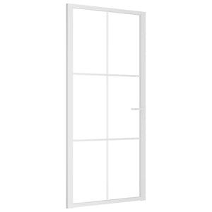 Porta Interna 93x201,5 cm Bianca in Vetro ESG e Alluminio 350574