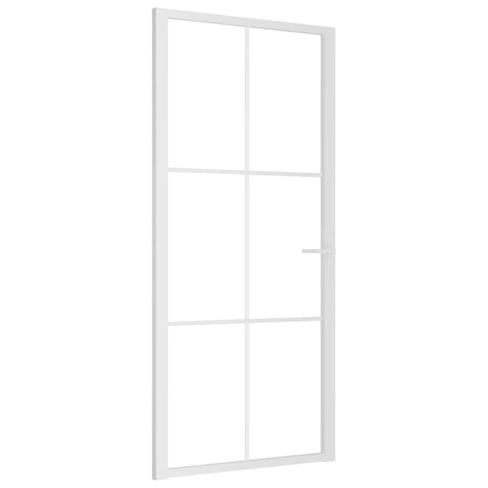 Porta Interna 93x201,5 cm Bianca in Vetro ESG e Alluminio 350574