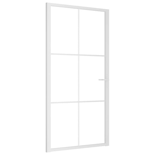 Porta Interna 102,5x201,5 cm Bianca in Vetro ESG e Alluminio cod mxl 66579