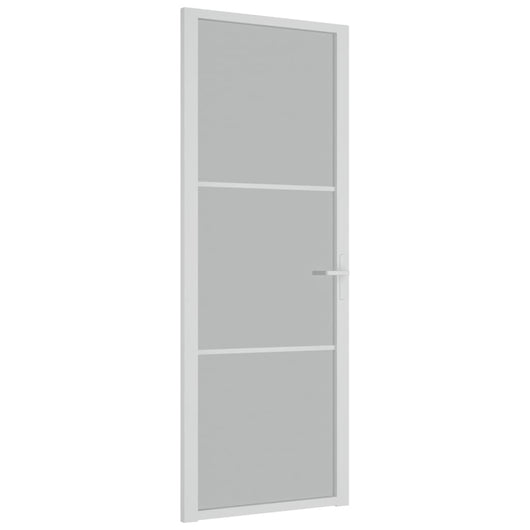 Porta Interna 76x201,5 cm Bianco Opaco Vetro e Alluminio 350576