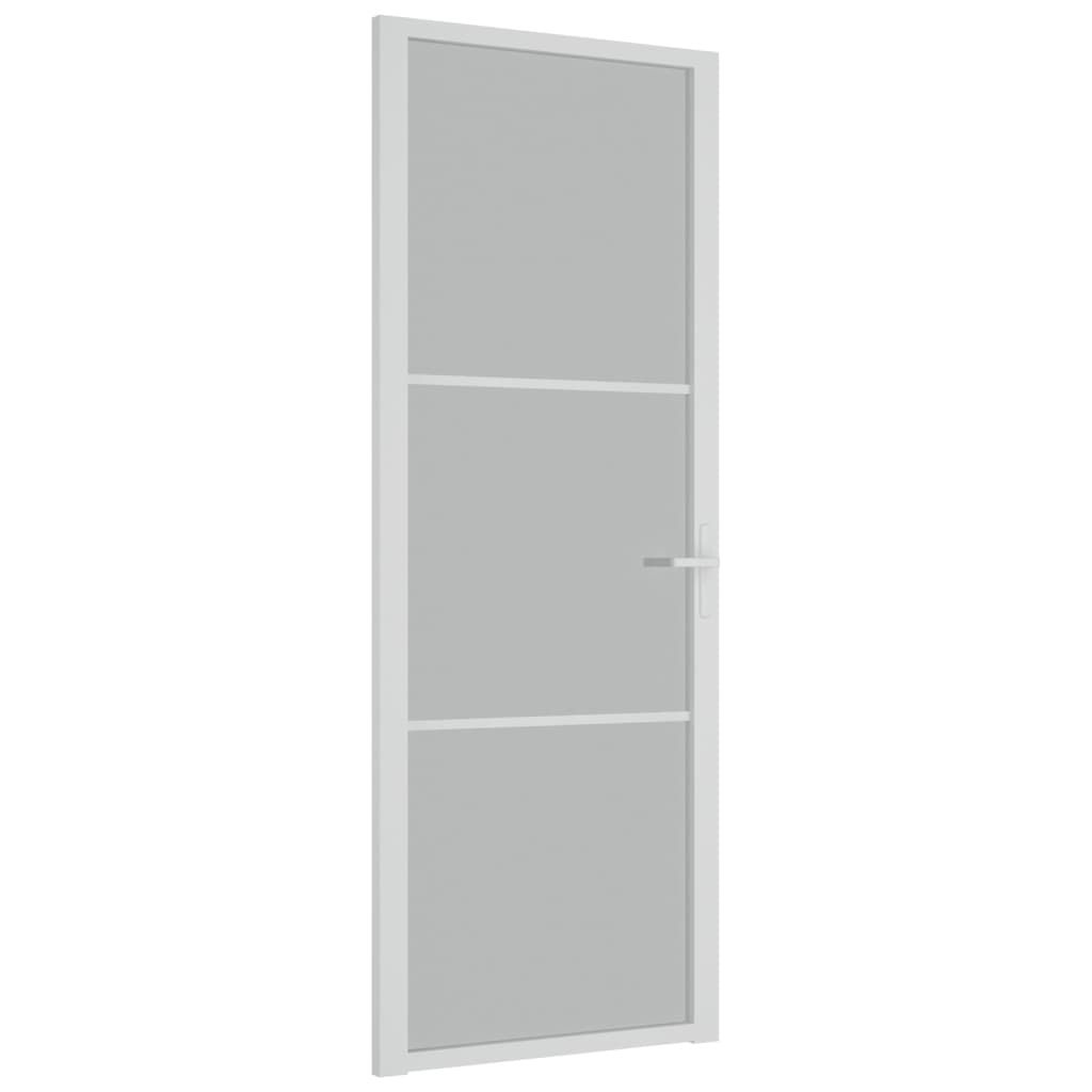 Porta Interna 76x201,5 cm Bianco Opaco Vetro e Alluminiocod mxl 129539