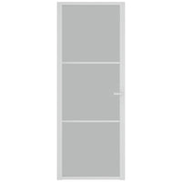 Porta Interna 76x201,5 cm Bianco Opaco Vetro e Alluminiocod mxl 129539