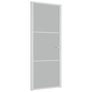 Porta Interna 83x201,5 cm Bianco Opaco Vetro e Alluminio 350577