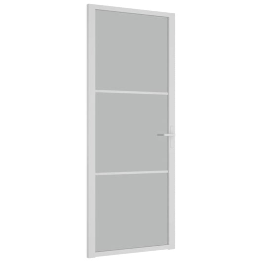 Porta Interna 83x201,5 cm Bianco Opaco Vetro e Alluminio 350577