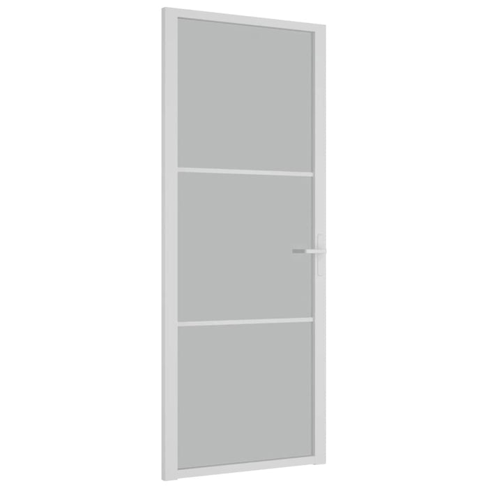 Porta Interna 83x201,5 cm Bianco Opaco Vetro e Alluminio 350577