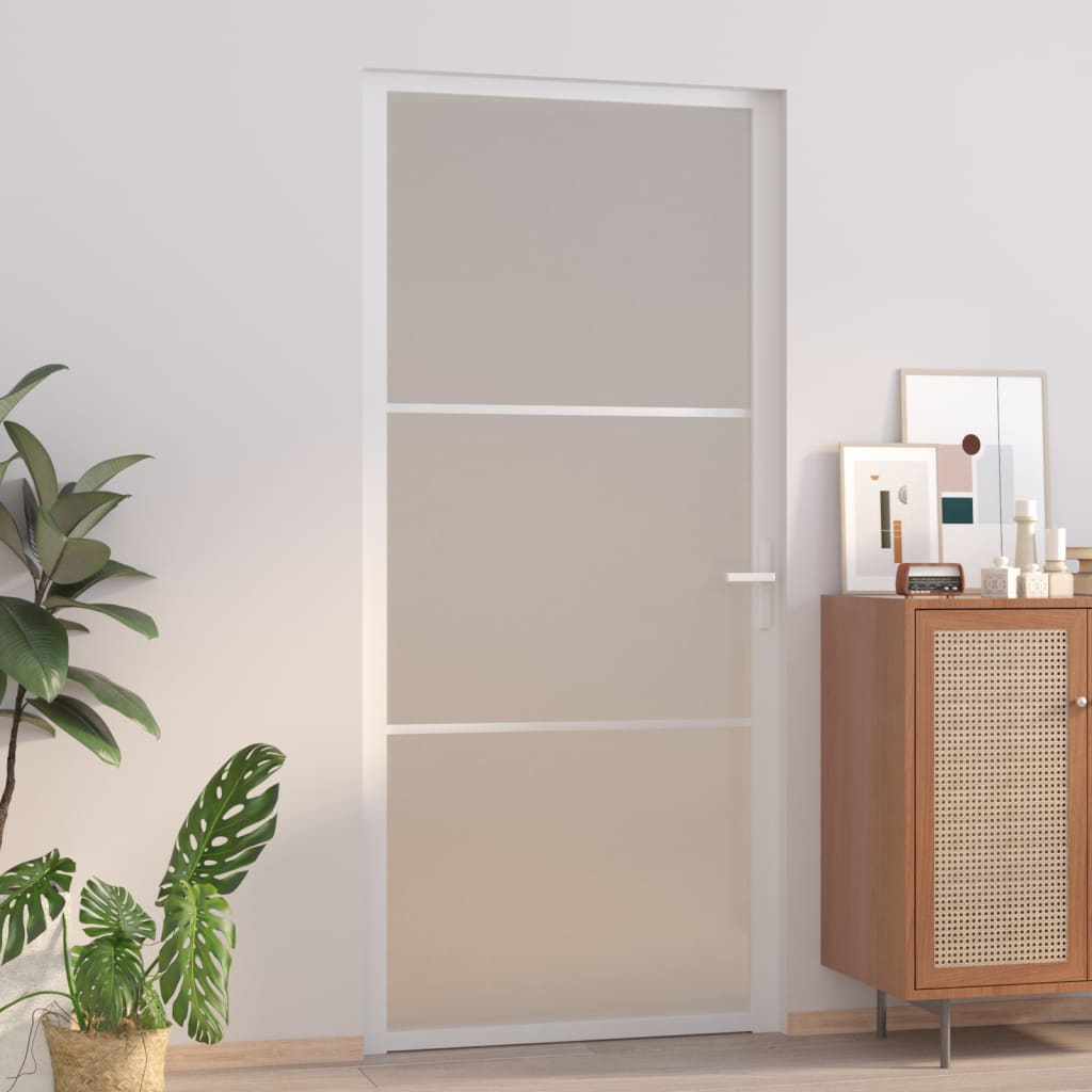 Porta Interna 93x201,5 cm Bianco Opaco Vetro e Alluminio cod mxl 67211