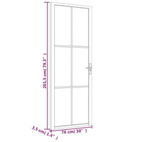 Porta Interna 76x201,5 cm Bianco Opaco Vetro e Alluminio 350580