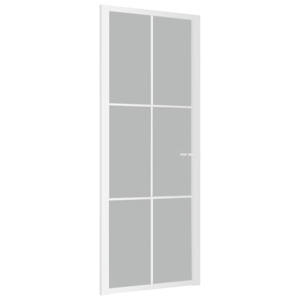 Porta Interna 83x201,5 cm Bianco Opaco Vetro e Alluminio cod mxl 78124